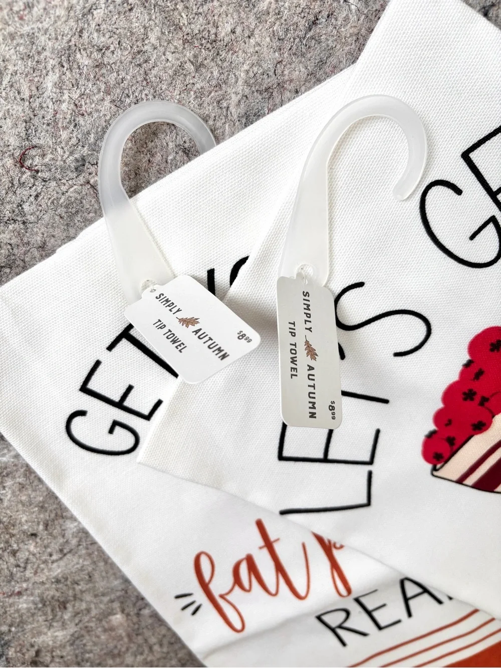 Thanksgiving food themed tea towels cranberries pumpkin pie 100% cotton